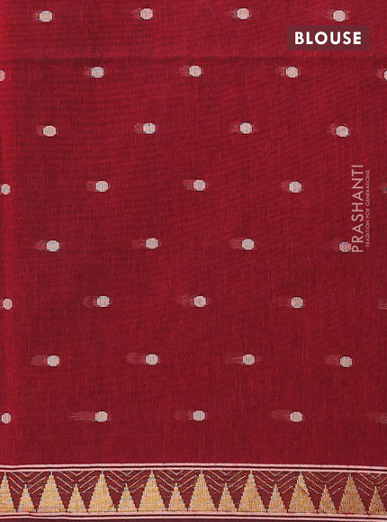 Bengal soft cotton saree maroon with thread woven buttas and zari woven border