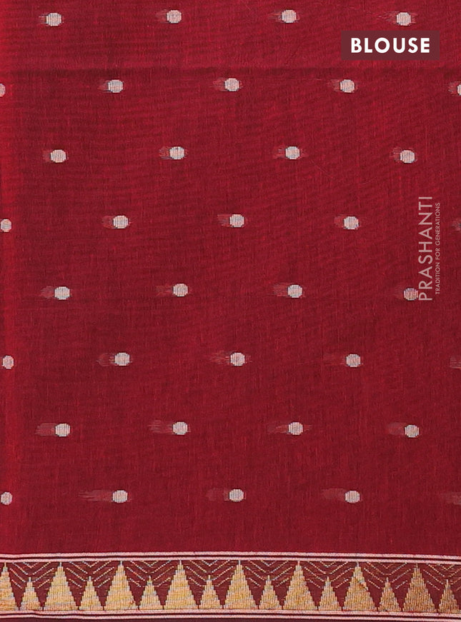 Bengal soft cotton saree maroon with thread woven buttas and zari woven border