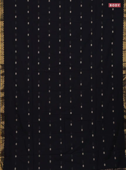 Bengal soft cotton saree black with thread woven buttas and zari woven border
