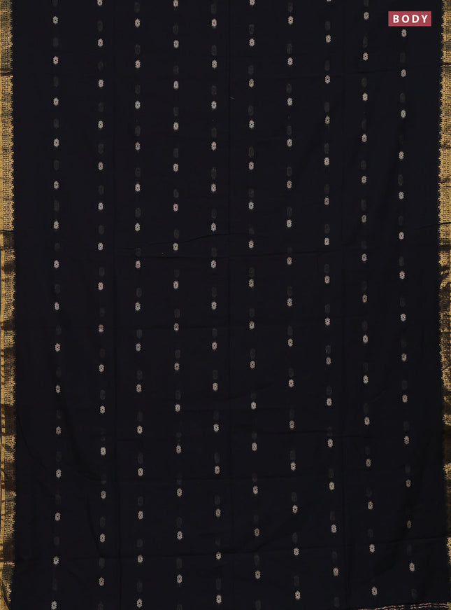 Bengal soft cotton saree black with thread woven buttas and zari woven border