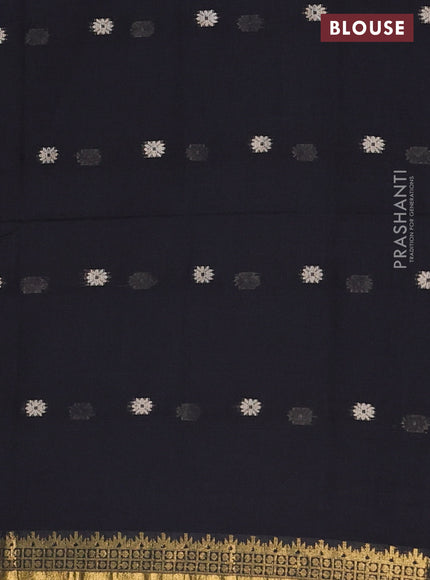 Bengal soft cotton saree black with thread woven buttas and zari woven border