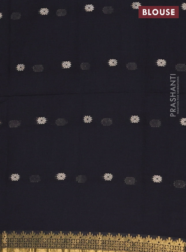 Bengal soft cotton saree black with thread woven buttas and zari woven border