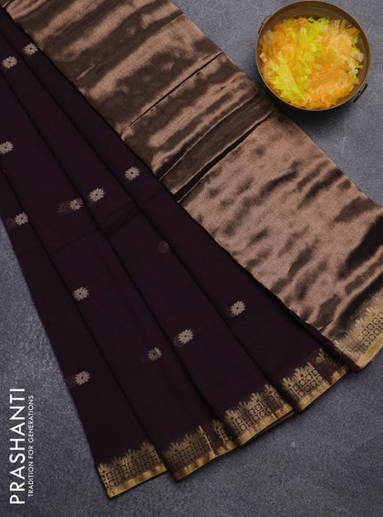 Bengal soft cotton saree wine shade with thread woven buttas and zari woven border