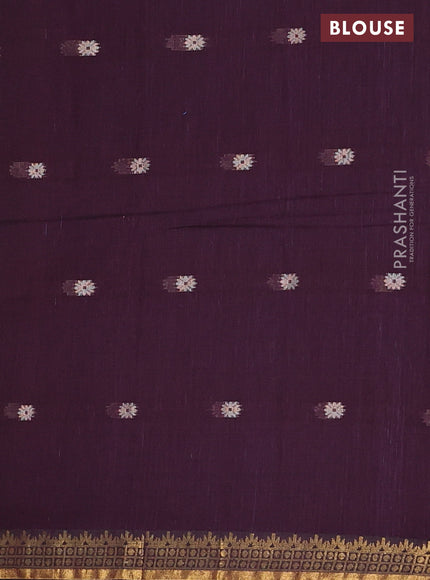 Bengal soft cotton saree wine shade with thread woven buttas and zari woven border