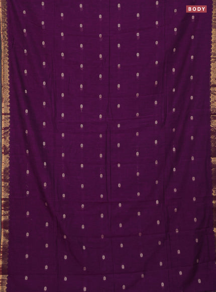 Bengal soft cotton saree purple with thread woven buttas and zari woven border