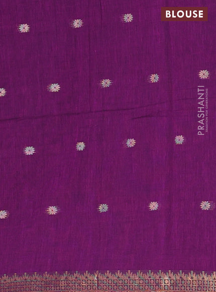 Bengal soft cotton saree purple with thread woven buttas and zari woven border