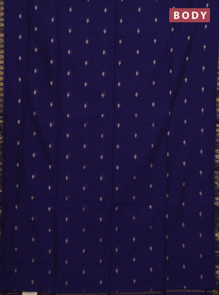 Bengal soft cotton saree blue with thread woven buttas and zari woven border