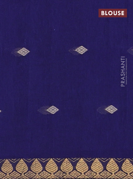 Bengal soft cotton saree blue with thread woven buttas and zari woven border