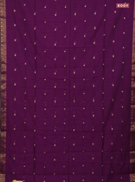 Bengal soft cotton saree purple with thread woven buttas and zari woven border