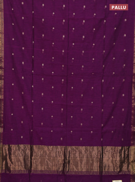Bengal soft cotton saree purple with thread woven buttas and zari woven border