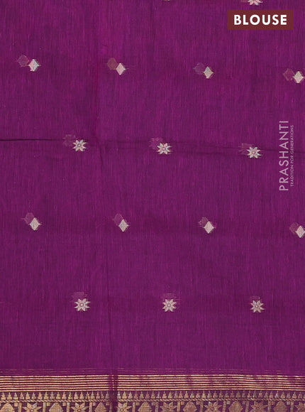 Bengal soft cotton saree purple with thread woven buttas and zari woven border