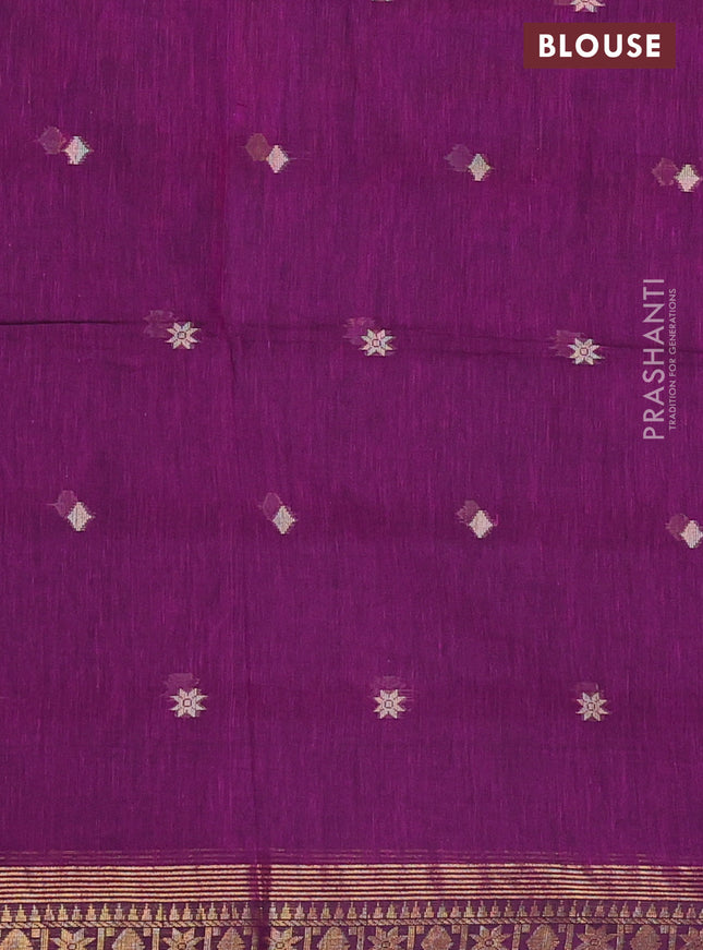 Bengal soft cotton saree purple with thread woven buttas and zari woven border