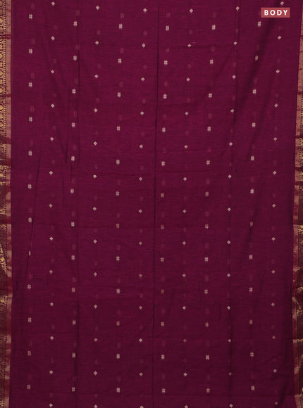 Bengal soft cotton saree magenta pink with thread woven buttas and zari woven border