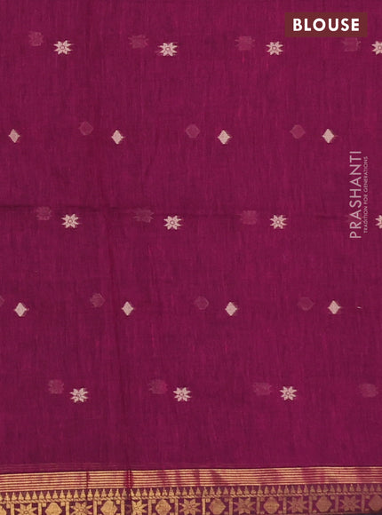 Bengal soft cotton saree magenta pink with thread woven buttas and zari woven border