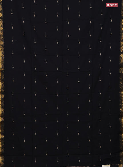Bengal soft cotton saree black with thread woven buttas and zari woven border