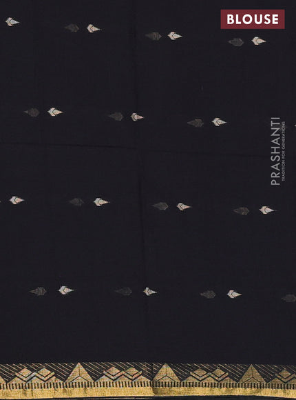 Bengal soft cotton saree black with thread woven buttas and zari woven border