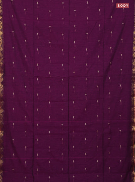 Bengal soft cotton saree purple with thread woven buttas and zari woven border