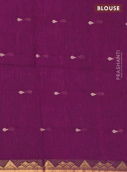 Bengal soft cotton saree purple with thread woven buttas and zari woven border
