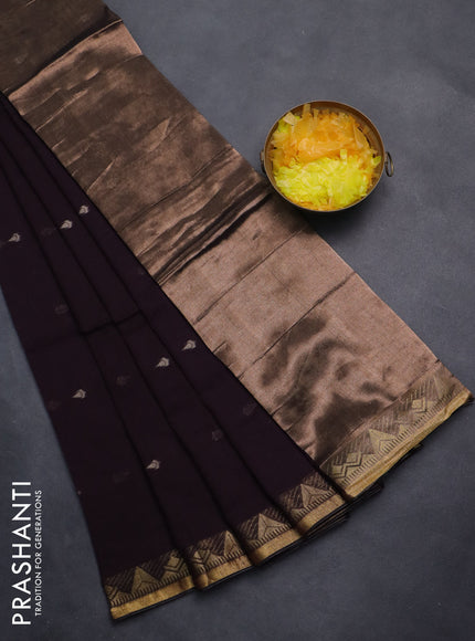 Bengal soft cotton saree deep wine with thread woven buttas and zari woven border