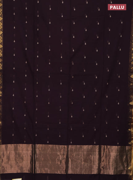 Bengal soft cotton saree deep wine with thread woven buttas and zari woven border