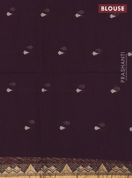 Bengal soft cotton saree deep wine with thread woven buttas and zari woven border