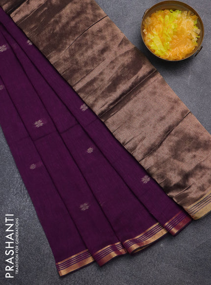 Bengal soft cotton saree purple with thread woven buttas and zari woven border