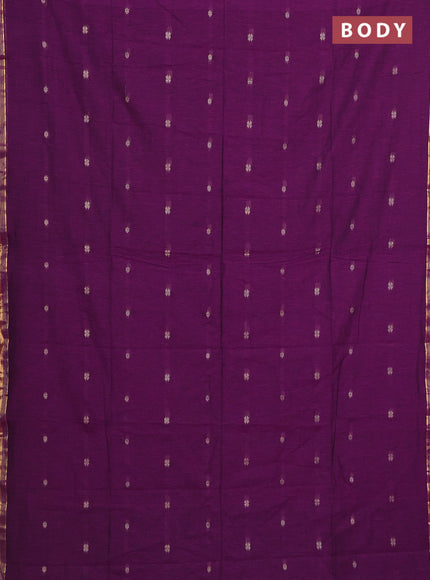 Bengal soft cotton saree purple with thread woven buttas and zari woven border
