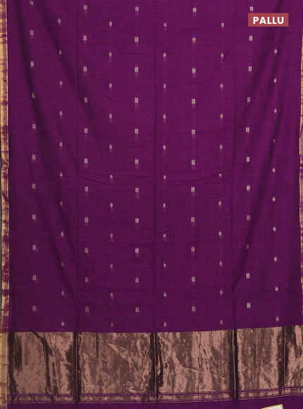 Bengal soft cotton saree purple with thread woven buttas and zari woven border