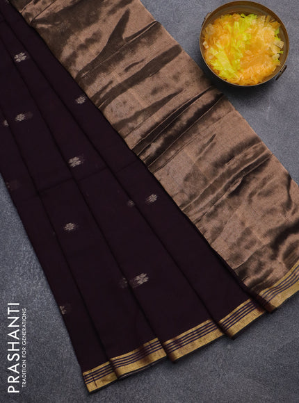 Bengal soft cotton saree wine shade with thread woven buttas and zari woven border