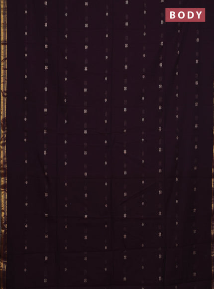 Bengal soft cotton saree wine shade with thread woven buttas and zari woven border