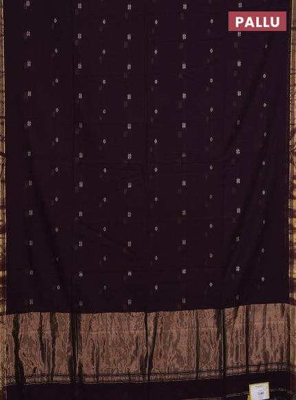 Bengal soft cotton saree wine shade with thread woven buttas and zari woven border