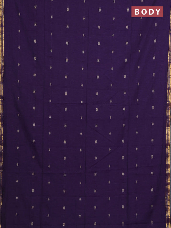 Bengal soft cotton saree violet with thread woven buttas and zari woven border