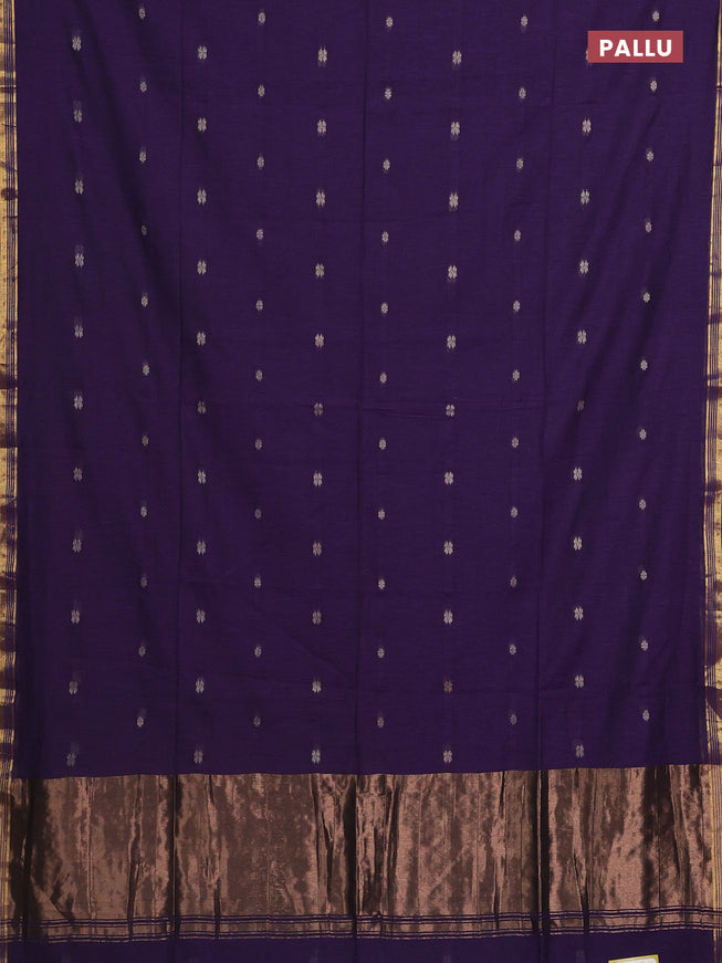 Bengal soft cotton saree violet with thread woven buttas and zari woven border