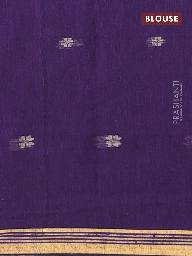 Bengal soft cotton saree violet with thread woven buttas and zari woven border
