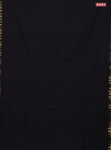 Bengal soft cotton saree black with plain body and zari woven border