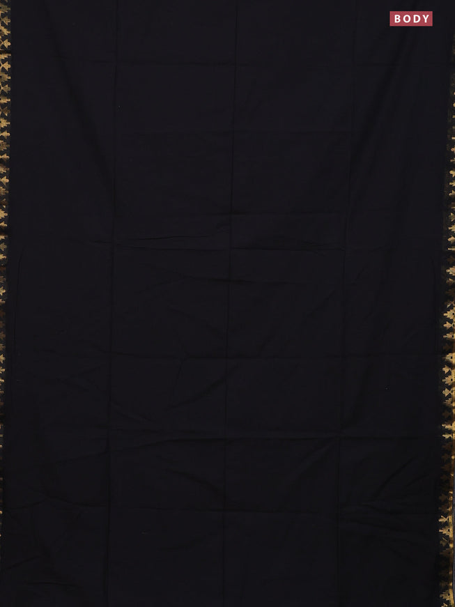 Bengal soft cotton saree black with plain body and zari woven border