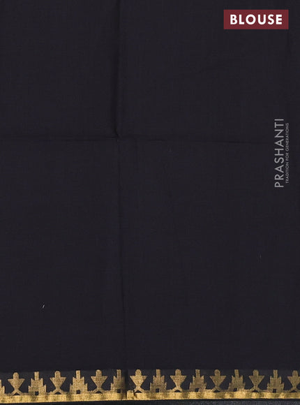 Bengal soft cotton saree black with plain body and zari woven border