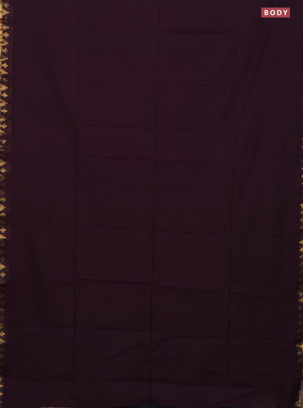 Bengal soft cotton saree wine shade with plain body and zari woven border