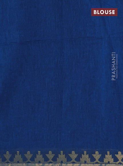 Bengal soft cotton saree cs blue with plain body and zari woven border