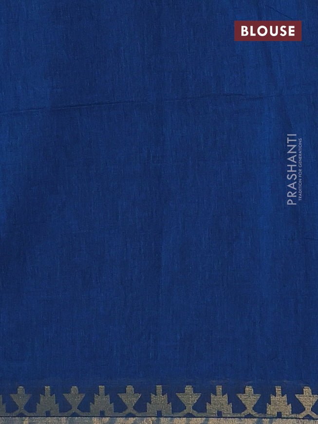 Bengal soft cotton saree cs blue with plain body and zari woven border