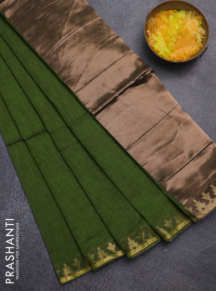 Bengal soft cotton saree light green with plain body and zari woven border