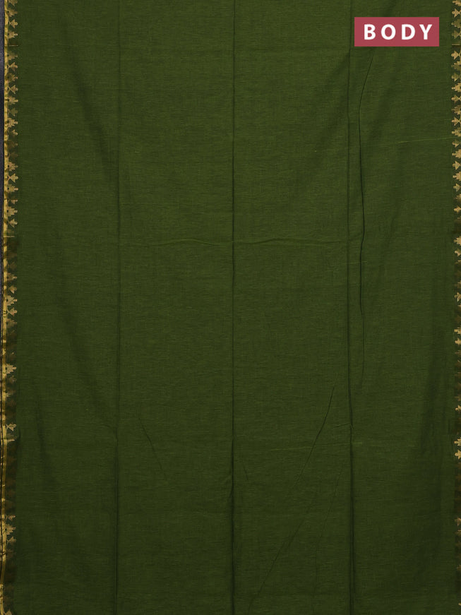 Bengal soft cotton saree light green with plain body and zari woven border