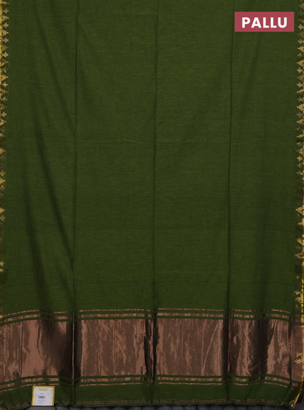 Bengal soft cotton saree light green with plain body and zari woven border