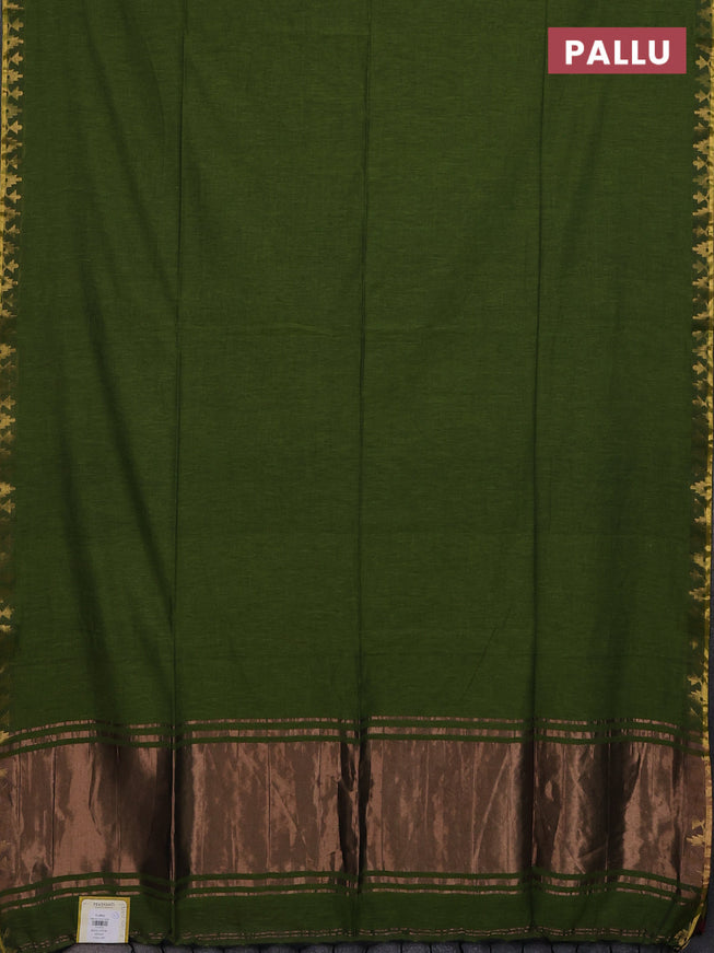 Bengal soft cotton saree light green with plain body and zari woven border