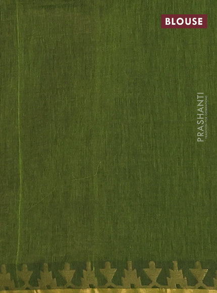 Bengal soft cotton saree light green with plain body and zari woven border