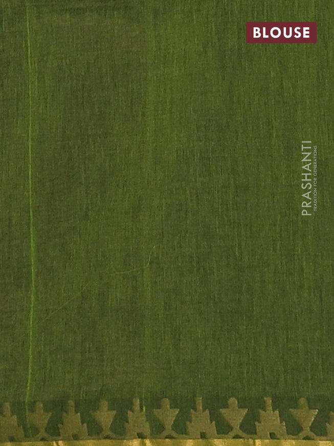 Bengal soft cotton saree light green with plain body and zari woven border