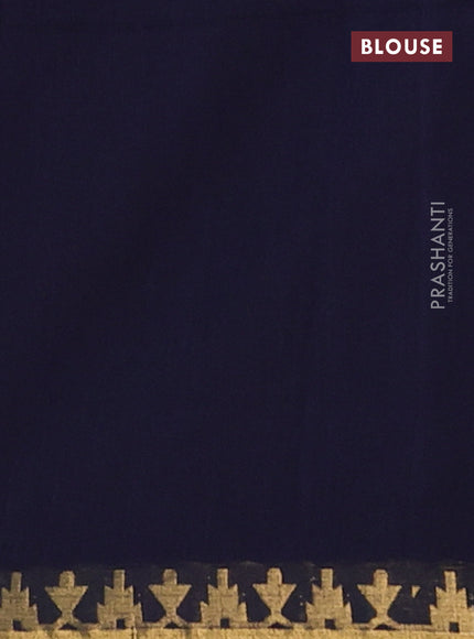 Bengal soft cotton saree navy blue with plain body and zari woven border