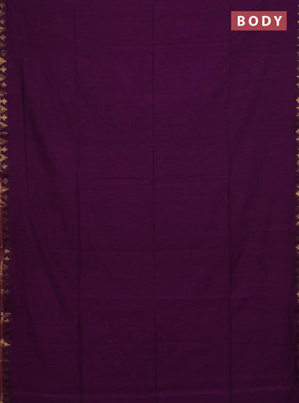 Bengal soft cotton saree purple with plain body and zari woven border