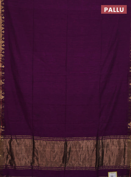 Bengal soft cotton saree purple with plain body and zari woven border