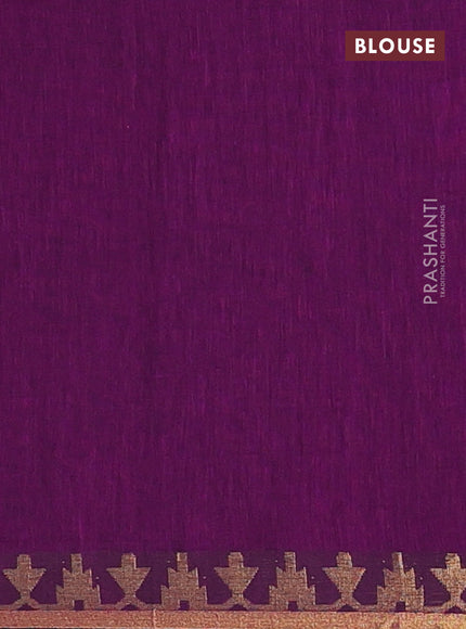 Bengal soft cotton saree purple with plain body and zari woven border